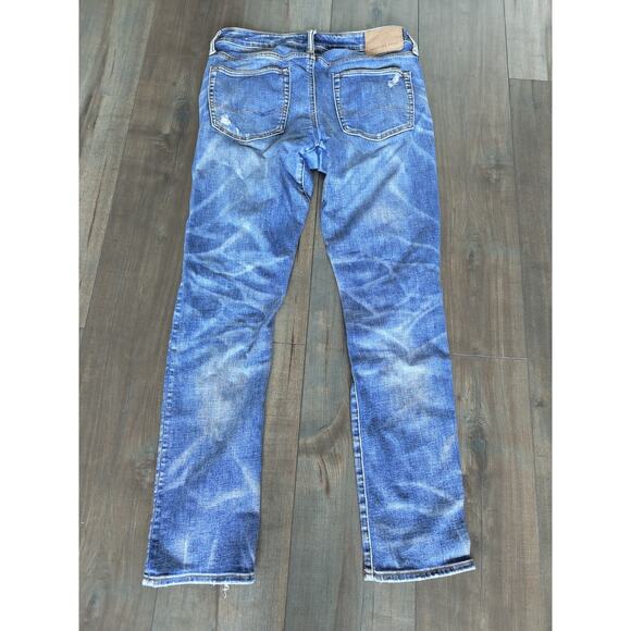 American Eagle Men’s 33x32 Distressed Ripped Slim Jeans Y2K Grunge Denim Pants - Picture 5 of 10